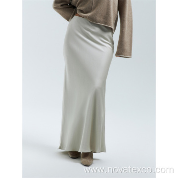 Satin Waistband A-line Fishtail Skirt